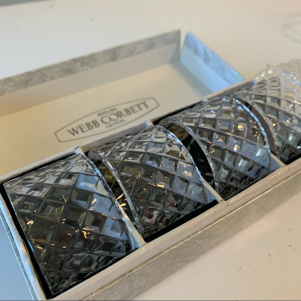 Webb Corbett Vintage Crystal Napkin Rings, Set of 4 Plus One